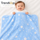 HAPPIMUMS BABY PLUSH SLEEPING BLANKET DOUBLE PLY SHOOTING STAR 110 x 80 - BLUE