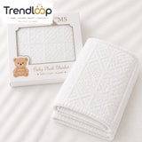 HAPPIMUMS BABY PLUSH SLEEPING BLANKET DOUBLE PLY BLUSH PATCHWORK 110 x 80 - WHITE
