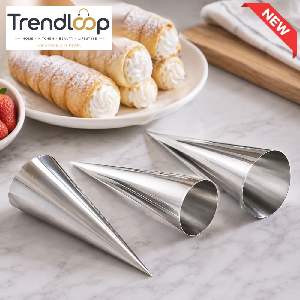 PRESTIGE 3-PIECE STAINLESS STEEL CREAM HORN MOLD SET