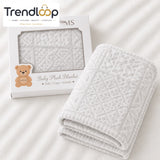 HAPPIMUMS BABY PLUSH SLEEPING BLANKET DOUBLE PLY BLUSH PATCHWORK 110 x 80 - GREY