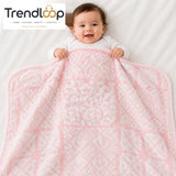 HAPPIMUMS BABY PLUSH SLEEPING BLANKET DOUBLE PLY BLUSH PATCHWORK 110 x 80 - PINK