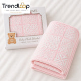 HAPPIMUMS BABY PLUSH SLEEPING BLANKET DOUBLE PLY BLUSH PATCHWORK 110 x 80 - PINK