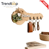 WOODEN KEY HOLDER WALL HOOK RACK
