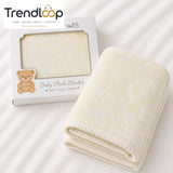 HAPPIMUMS BABY PLUSH SLEEPING BLANKET DOUBLE PLY MOON & STARS 110 x 80 - CREAM