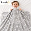 HAPPIMUMS BABY PLUSH SLEEPING BLANKET DOUBLE PLY MOON & STARS 110 x 80 - GREY