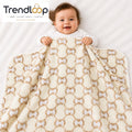 HAPPIMUMS BABY PLUSH SLEEPING BLANKET DOUBLE PLY LITTLE BEAR PATTERN 110 x 80 - CREAM