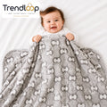 HAPPIMUMS BABY PLUSH SLEEPING BLANKET DOUBLE PLY LITTLE BEAR PATTERN 110 x 80 - GREY