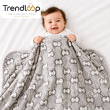 HAPPIMUMS BABY PLUSH SLEEPING BLANKET DOUBLE PLY LITTLE BEAR PATTERN 110 x 80 - GREY