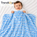 HAPPIMUMS BABY PLUSH SLEEPING BLANKET DOUBLE PLY LITTLE BEAR PATTERN 110 x 80 - BLUE