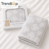 HAPPIMUMS BABY PLUSH SLEEPING BLANKET DOUBLE PLY SWEET RIBBON 110 x 80 - GREY