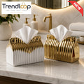 CERALUXE LUXURY SCALLOPED CERAMIC TISSUE BOX HOLDER