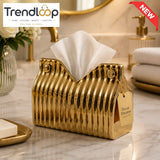 CERALUXE LUXURY SCALLOPED CERAMIC TISSUE BOX HOLDER