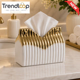 CERALUXE LUXURY SCALLOPED CERAMIC TISSUE BOX HOLDER
