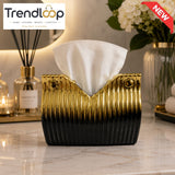 CERALUXE LUXURY SCALLOPED CERAMIC TISSUE BOX HOLDER