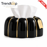CERALUXE RIBBED TISSUE BOX HOLDER SET - BLACK&WHITE