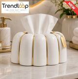 CERALUXE RIBBED TISSUE BOX HOLDER SET - BLACK&WHITE