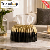 CERALUXE CERAMIC TISSUE BOX HOLDER - BLACK & GOLD