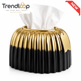 CERALUXE CERAMIC TISSUE BOX HOLDER - BLACK & GOLD