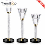 LUXURY CRYSTAL GLASS TAPER CANDLE HOLDER SET - 3 PCS