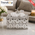 LUXURY QUATREFOIL METALLIC TISSUE BOX HOLDER - SILVER