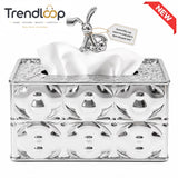 LUXURY QUATREFOIL METALLIC TISSUE BOX HOLDER - SILVER