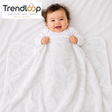 HAPPIMUMS BABY PLUSH SLEEPING BLANKET DOUBLE PLY BASEBALL 110 x 80 - WHITE