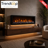 MODERN LINEAR LED ELECTRIC FIREPLACE - Width: 4 Feet 48 Inches- Height: 1.2 Feet 14.4 Inches