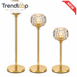 LUXURY GOLD CRYSTAL TEALIGHT CANDLE HOLDER SET - 3 PCS