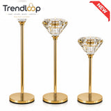 LUXURY GOLD CRYSTAL CANDLE HOLDER SET - 3 PCS