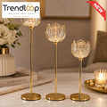 LUXURY GOLD CRYSTAL CANDLE HOLDER SET - 3 PIECES