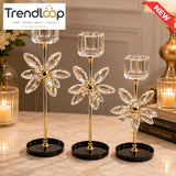 LUXURY CRYSTAL FLOWER VOTIVE CANDLE HOLDER SET - 3 PCS