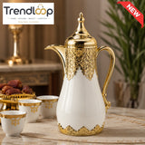 LUXURY ARABIC COFFEE THERMOS WHITE & GOLD 1.0 Liter 1-piece
