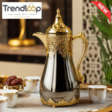 LUXURY ARABIC COFFEE THERMOS WHITE & GOLD 1.0 Liter 1-piece
