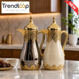 LUXURY ARABIC COFFEE THERMOS WHITE & GOLD 1.0 Liter 1-piece