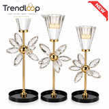 LUXURY CRYSTAL FLOWER TEALIGHT CANDLE HOLDER SET - 3 PCS