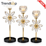LUXURY GOLD CRYSTAL FLOWER CANDLE HOLDER SET - 3 PCS