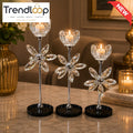 LUXURY CRYSTAL FLOWER CANDLE HOLDER SET - 3 PCS