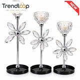 LUXURY CRYSTAL FLOWER CANDLE HOLDER SET - 3 PCS