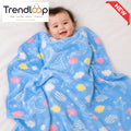 HAPPIMUMS BABY PLUSH SLEEPING BLANKET DOUBLE PLY SPACE DREAM  110 × 80 CM - BLUE