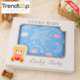 HAPPIMUMS BABY PLUSH SLEEPING BLANKET DOUBLE PLY SPACE DREAM  110 × 80 CM - BLUE