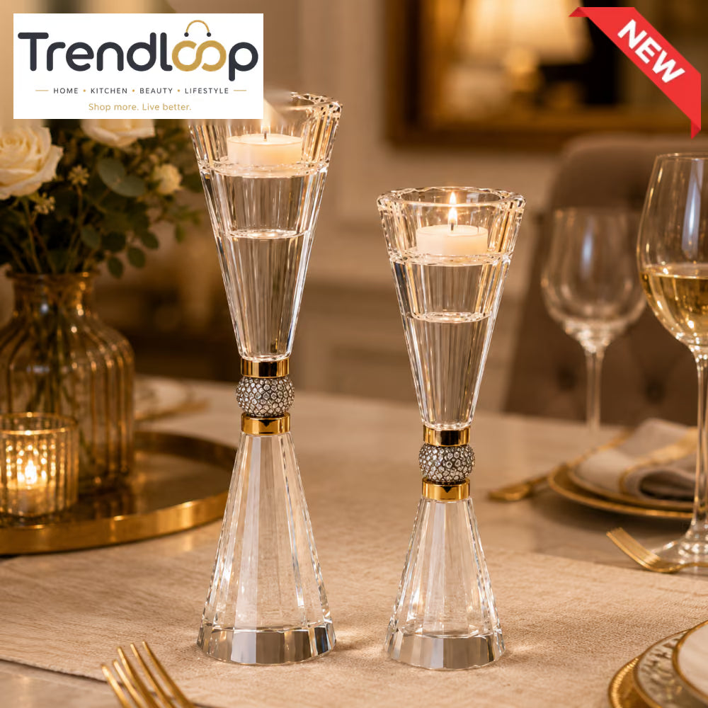 LUXURY CRYSTAL TEALIGHT CANDLE HOLDER SET - 2 PCS