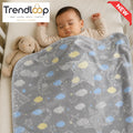 HAPPIMUMS BABY PLUSH SLEEPING BLANKET DOUBLE PLY SPACE DREAM  110 × 80 CM - BLUE