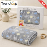HAPPIMUMS BABY PLUSH SLEEPING BLANKET DOUBLE PLY SPACE DREAM  110 × 80 CM - BLUE