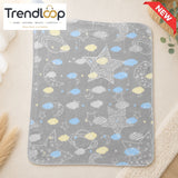 HAPPIMUMS BABY PLUSH SLEEPING BLANKET DOUBLE PLY SPACE DREAM  110 × 80 CM - BLUE