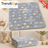 HAPPIMUMS BABY PLUSH SLEEPING BLANKET DOUBLE PLY SPACE DREAM  110 × 80 CM - BLUE