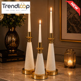 LUXURY FLUTED CANDLE HOLDER SET - 3 PIECES SET