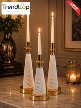 LUXURY FLUTED CANDLE HOLDER SET - 3 PIECES SET
