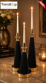 LUXURY FLUTED CANDLE HOLDER SET - 3 PIECES SET