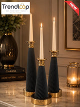 LUXURY FLUTED CANDLE HOLDER SET - 3 PIECES SET