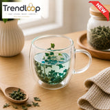 DOUBLE WALL HERBAL GLASS TEA MUG - 250ML